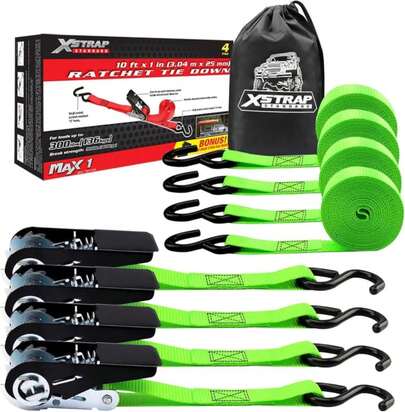 XSTRAP STANDARD Ratchet Tie Down Straps - 8PK - 1'' X 10 Ft - 900 LB Break Strength Cargo Straps For Moving Appliances, Lawn Equipment, Motorcycle (Camouflage2)