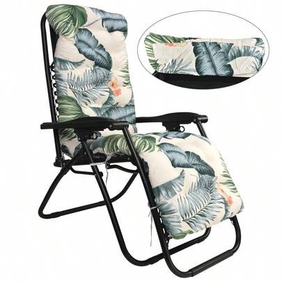 Waterproof Sun Lounger Cushion Only Replacement Lounger Cushions Pad For Sunloungers 100% Cotton Thick Outdoor Garden Rattan Recliner Relaxer Chair Cushions, Fern