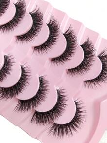 7对蓬松猫眼假睫毛，透明带，自然柔软，交叉纤细，浓密丰盈，仿貂毛，整条假睫毛，适合派对和节日妆容，单根假睫毛，簇状假睫毛，嫁接假睫毛 - 交叉款 - 查看 8