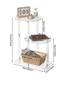 3-Tier Acrylic Round/Square Side Table - Transparent Bedside Cabinet Accent Entry Table, Suitable For Living Room, Bedroom, Hallway - Transparent - View 6