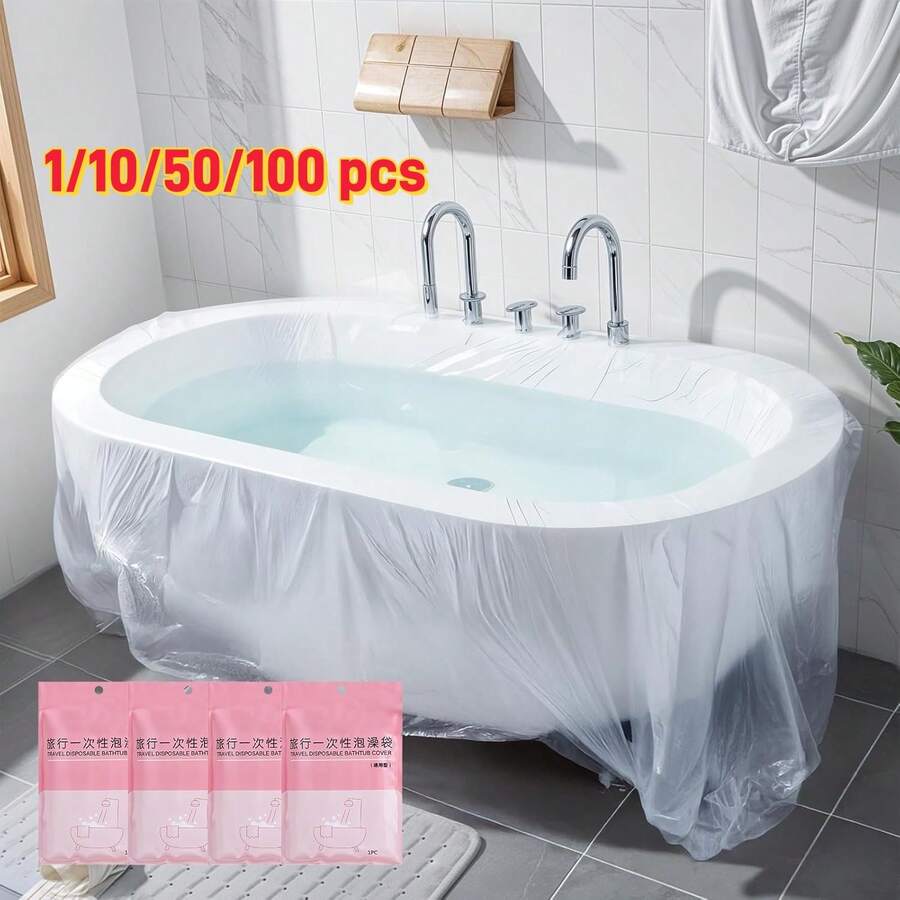 1pc Disposable Bathtub Liner Pad, Portable Thick Extra Large Bathtub Liner Plastic Bag, Individual Packaging, Disposable Bathtub Cover, Suitable For Hotel Bathtub Liner, Salon, Spa, Home And Travel Hotel Bathtub, Shower Plastic Film Bathtub, Travel Accessories, Home & Travel Essentials, Back To School Season
