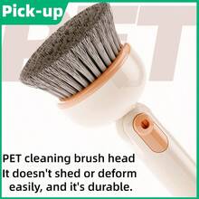 2026新款厨房清洁刷套装，配有可旋转长柄刷头，轻松清洁锅碗瓢盆、杯子、瓶子、炉灶、水槽、水果和蔬菜，适用于商业清洁。 - 咖色1個刷子+1個掛鉤 - 查看 7