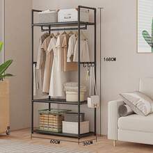 Multifunctional Clothes Rail Garment Hanging Stand Shoe Rack Home Storage Shelf - Black - View 2
