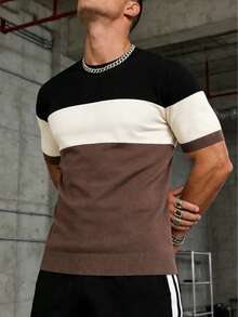 GRDR Men's Summer Round Neck Short Sleeve Knit Sweater, Suitable For Summer Activities, Essential For Fashionable Outfits - Black - View 3