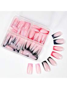 96 pezzi di set di unghie finte lucide e migliorate - colori misti, unghie finte da ballerina lunghe riutilizzabili in quattro motivi quadrati francesi, adatte come regalo di unghie per donne e forniture per unghie, perfette per San Valentino, matrimonio e Capodanno, che esaltano l'eleganza quotidiana - Multicolore - Visualizzare 10