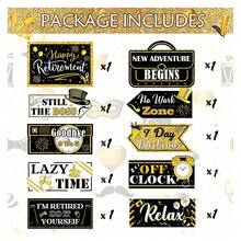10 piezas/20 piezas Letreros de jubilación, Accesorios para fotomatón de jubilación, Decoraciones de fiesta de jubilación de papel negro y dorado reutilizables, Decoraciones de feliz jubilación para el hogar, el patio y la fiesta - Multicolor - Ver 9