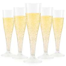 5oz Reusable Clear Plastic Champagne Flutes, Long Stem, Wedding Party Cocktail Glasses - Multiple Colors/random Styles - View 30