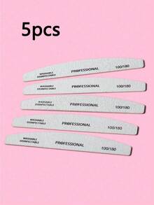 20Pcs Half Moon 100/180 Grit Wood Nail Files Double Sided Emery Board Washable Emery Boards Reusable Nail Buffers Manicure Tools For Natural Nails Home And Salon Use Nail Sanding Block File - Multicolor - View 10