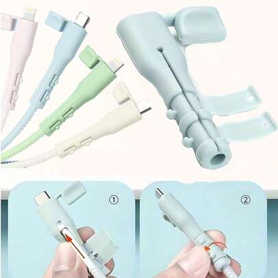 Protector de cable de carga, dispositivo anti-rotura para enrollar cables, cubierta protectora para cables de datos, apto para laptops/tabletas/teléfonos con USB-C