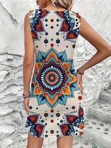 Large Size Women's Dragonfly And Tropical Print Sleeveless Tank Dress - Bright Blue Green Yellow Pink Purple Orange Red Black White Full Body Pattern, Breathable A-Line Mid-Length Summer Dress, Drooping Shoulder, Casual Beachwear And Daily Wear, Lightweight Natural Style Dress, Suitable For Spring And Summer, Spring Fashion, Vacation Clothing, Natural Style Design, Comfortable Material, Durable Structure, Fashion Enthusiasts, Curvy Women - Trắng 11 - Xem 3