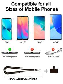 Universal Adjustable Phone Lanyard Strap Detachable Colorful Neck Cord Phone Safety Tether Keychain Chain Rope Phone Accessories For Sαmsung Galaxy S22 23 24 Plus Ultra S22+ 23+ 24+ Compatible With IPhone 15 14 13 12 11 Pro Max Plus Mini - Multicolor - View 6