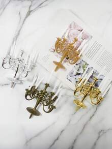 1pc/2pcs/3pcs/4pcs/5pcs Pink/Gold/Silver/Bronze/Khaki/Blue/Grey Plastic Candlestick Shaped (With Matching Candles) Bakery Cake Decorations, Vintage Birthday Candle Holder Decor, Baking Cake Candle Holder Decor, Viral Cake Stand Baking Accessories Suitable For Valentine's Day, Wedding Season, Back To School Season, Mother's Day, Holidays, Birthday Parties - Multicolor - View 8