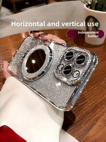 New Rhinestone Mirror, Apple 15 Promax Phone Case, Anti Drop Lens, All Inclusive, Apple 13/12/11, Simple And Fashionable, Popular , 17 Promax, Male And Female, Niche, Goddess Pure - Silver - View 4