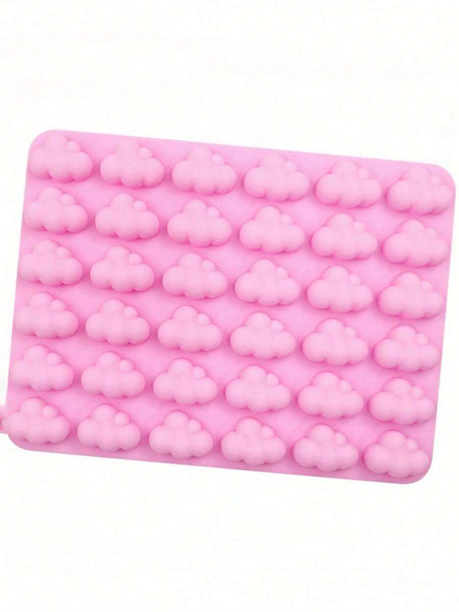 1pc Cloud Shaped Multi-Compartment DIY Silicone Mold, Modern Style DIY Silicone Mold - Pink - View 1