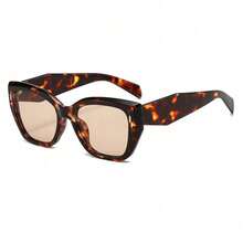 1副女士大框个性化休闲时尚眼镜，豹纹猫眼款式 - 彩色 - 查看 2