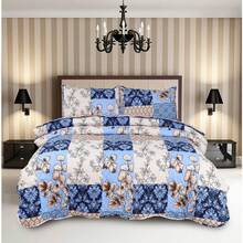 3pcs Luxury Patchwork Reversible Bedspread Quilted Throw Printed Bedding Set Double & King Soft And Breathable - Patchwork - View 11