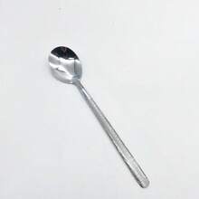 5pcs/Set Stainless Steel Round Soup Spoons/Tea Spoons, Hammered Long Handle, Suitable For Household Use - Silver - View 9