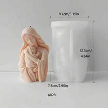 Mother's Day Human Figure Virgin Mary Aroma Candle Silicone Mold DIY Mother Holding Baby Diffuser Stone Mold - White - View 3
