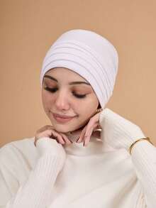 1 pièce Sous-foulard plissé à 4 couches pour femmes, bonnet turban multicouche élastique, bandeau de sport respirant et confortable, polyvalent pour usage quotidien, sport, yoga, mode - turban - Voir 6