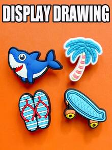 15 pièces/set Série d'été Décorations de chaussures et de sacs en PVC durables et détachables, motifs de dessins animés créatifs. Convient pour les breloques de chaussures, les bracelets, les serre-poignets, les cadeaux de fête et d'anniversaire, les accessoires d'emballage. Amusant et charmant, pièces durables, idéal pour les cadeaux de Noël, d'anniversaire et de fêtes. - Turquoise - Voir 9