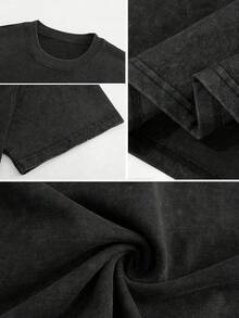 Gothic Vintage Washed Tee 100% Cotton | Gothic Letter Washed T-Shirt, Vintage Soft Fabric - Hardcore Gym Wear & Concert Gift For Men | Unisex - màu đen - Xem 6