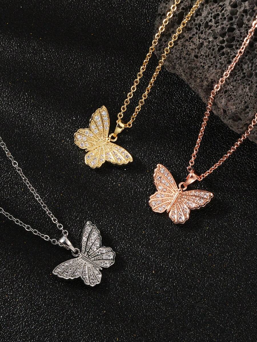1. 甜美可爱的蝴蝶吊坠套装，镶嵌锆石，精致时尚项链，适合女性日常佩戴，也可作为礼物送给朋友或爱人。 - 蝴蝶項鍊 - 查看 1