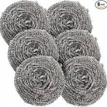6pcs Stainless Steel Scouring Pads, Kitchen & Bathroom Cleaning Scrubber Pads, Suitable For Pots, Pans, Grills, Removes Grease And Stains Without Damaging Surfaces - Silver - View 11