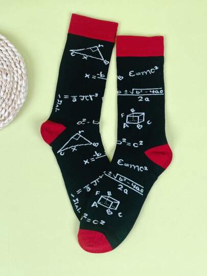 Meias de Panturrilha Média com Fórmula Matemática Divertida, Com Toques de Elementos STEM para Uso Diário
