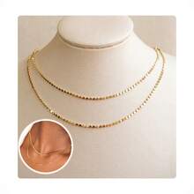 Presente Colar Choker Gargantilha Dupla Feminina Banhada a Ouro 18K - Dourado - Visão 1