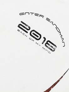 Tiny Spark 白色T恤，复古美学图案，背面印有多个字母 - 白色 - 查看 6