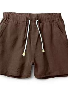 Mauricinho Summer Shorts, Regular Fit, Drawstring, Pocket, Linen - Brown - View 6