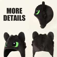 Universal Pictures How To Train Your Dragon Toothless Cute Cartoon Ear Embroidery Airbag Fluffy Hat With Moving Ears, Autumn/Winter - Multicolor - View 8