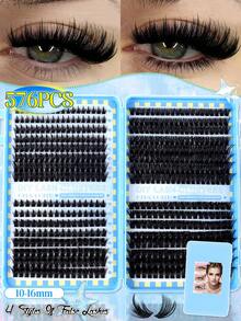 640/592/576pcs Reusable D-Curl Eyelash Clusters, 10-16mm Mixed Length, 10D-100D Density Fluffy False Eyelash Book, Natural Lightweight Eyelash Extension Set, Suitable For Daily Makeup, Cosplay, Holidays, Parties And Travel - Blue - View 16