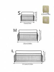 1/2/3pcs Iron Art Wall Mounted Bathroom Storage Rack, Adhesive No-Drill Bathroom Organizer Shelf For Cosmetics And Bath Supplies Bathroom - Black - View 8