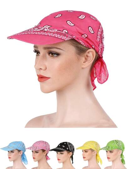 1pc Women's Candy Color Multifunctional Cashew Flower Sun Protection Hooded Headscarf, European And American Style For Summer