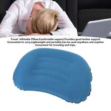 Portable Inflatable Travel Pillow - Lumbar Support For Airplanes, Trains And Offices - Foldable Outdoor Cushion In Blue - Green - View 3