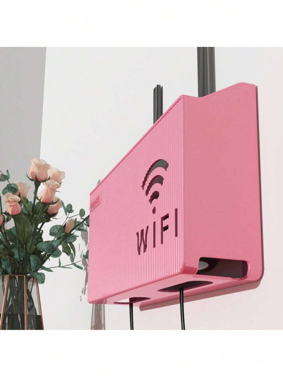 1PC Router Storage Rack TV Set-Top Storage Box Wifi Router Storage Box Wall Hanging Wifi Box Wireless Storage Boxes Case - Multicolor - View 1
