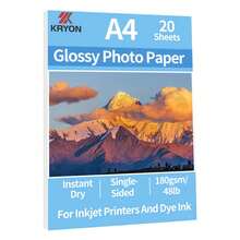 Papel fotográfico KRYON tamaño A4 de alto 8,3 x 11,pulgadas 20 hojas 48Ib 180Gsm para impresora de inyección de tinta - BLANCO - Ver 7