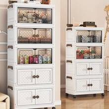5/4/3-Tier Storage Cabinet With Swivel Wheels, Foldable Storage Cabinet, Visual Storage, Used For Bedroom, Cloakroom, Clothing Store, Laundry Room, Walk-In Closet, Toy Book File Storage - White - View 3