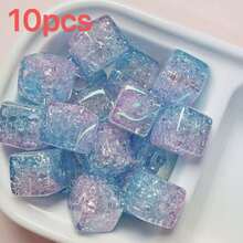 10pcs 14mm Acrylic UV Plated Cracked Gradient Square Beads For DIY Phone Straps, Jewelry Making - Bursting Blocks - View 4