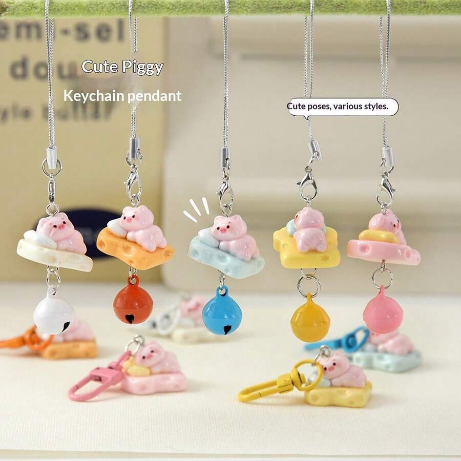 1个新款创意躺卧小猪钥匙扣，可爱女孩背包挂件，友情礼物，派对礼物，精致礼物，迷你摆件，生日礼物，节日礼物，圣诞节礼物，毕业礼物，愚人节礼物，万圣节礼物
