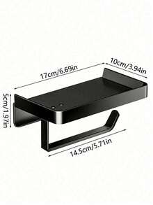 Adhesive Tissue Holder Wall Mounted Suitable For Kitchen, Bathroom, Bathroom Tissue Roll Hanger With Storage Rack, Self-Adhesive Tape Adhesive, Toilet Paper Holder Wall Mounted, Matte Black - Multicolor - View 13