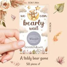 38/50pcs Teddy Bear Party Scratch Cards, Scratch Off Reveal Cards For Gender Reveal Party, Baby Shower Gifts - Multicolor - View 4