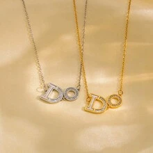 简约字母项链，精致通勤项链，设计感十足，锁骨链 - 字母DO項鍊 - 查看 2