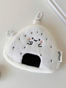 1个卡通女孩心形饭团毛绒零钱包，学生可爱配饰，耳机收纳包，数据线整理袋 - 彩色 - 查看 12