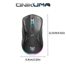 ONIKUMA CW917 无线游戏鼠标，双模有线/无线 RGB 背光，多档速度调节，符合人体工学设计，适用于台式机和笔记本电脑的通用游戏鼠标，支持 USB 2.4G 无线功能 - 黑色 - 查看 3