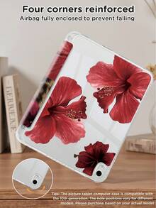 Kingsung Flowers & Leopard Print Pattern Y-Shaped Folding Dual-Sided Sprayed Acrylic Transparent Crystal Tablet Case Compatible With Samsung Tablets/IPad Mini6/7/9.7/10.2/10.5/10.9/12.9/Pro 11, 10th Generation, Protective Cover Supports Multi-Angle Adjustment, Six Ways To Place The Bracket, Built-In Pen Slot,Transparent Back Cover, Anti-Drop Protection, Automatic Wake/Sleep - Multicolor - View 10