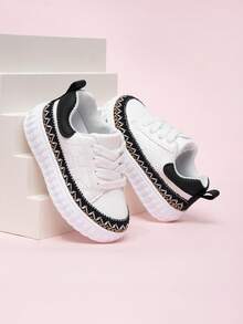 Kids' Soft Sole Versatile Sneakers, Fashion Girls' Casual Canvas Shoes, Boys' Leisure Flat Shoes - Beige - View 4