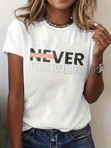 Women's Casual Crew Neck Short Sleeve T-Shirt Streetwear Creative Printed Patterns, Simple Design, Suitable  Top ForSoft And Comfortable,Sports And Fitness,It Is Also A Good Choice For Gifts To Relatives And Friends - 白色2 - 查看 2