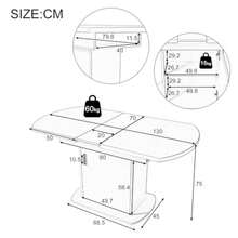 BTM Extendable Oval Dining Table 110/130cm Space-Saving Multi-Functional Dining Table With Storage Function Modern Minimalist Style White - White & Silver Handles - View 4